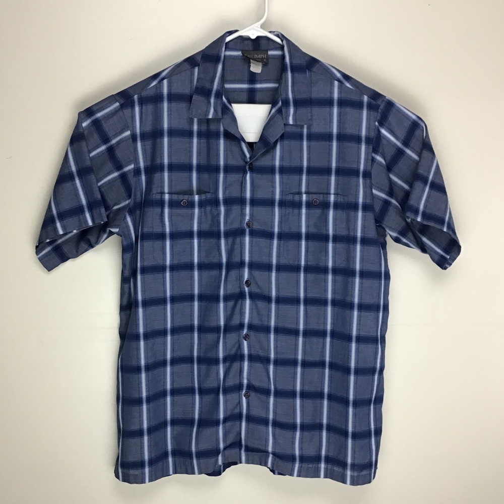 Triumph of California mens short sleeve button up casual shirt XL
